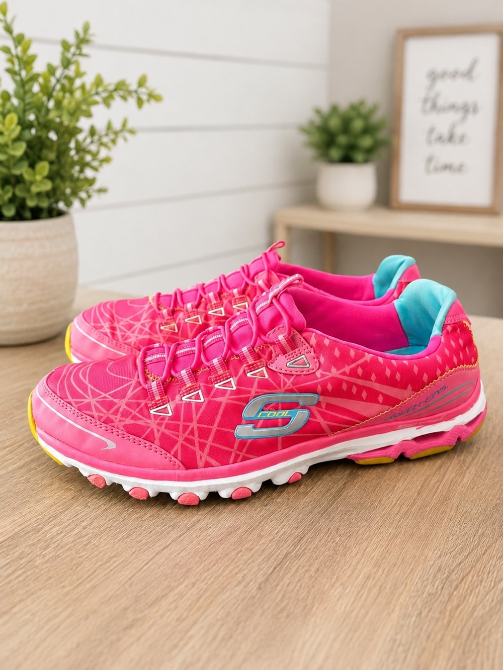 Skechers Skech-Cool Shoes Womens 8.5 Pink Slip On Memory Foam Gel Breathable